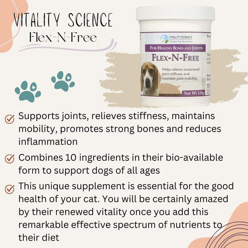 Flex N Free for Dogs, 120g - Promotes Healthy Bones & Joints, Relieves Stiffness, Reduces Inflammation Naturally