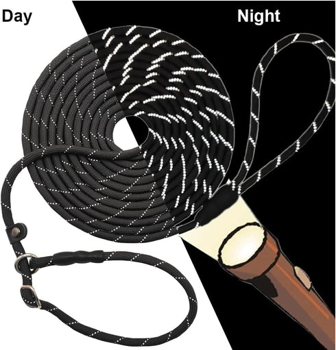 BTINESFUL Anti-Choke Slip Lead Dog Leash, 10FT / 15FT / 20FT Reflective 1/3” Rope Long Training Lead for Small Medium