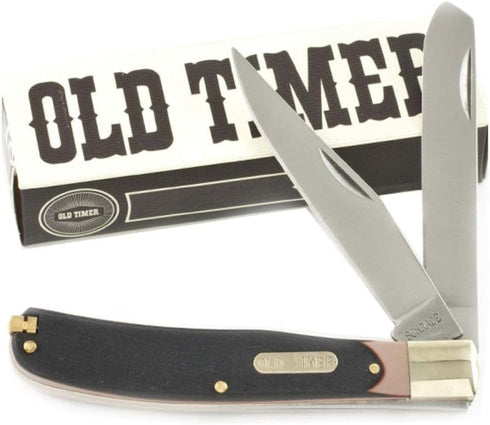 Old Timer 96OT Bearhead Trapper Folding Pocket Knife, 7.4in with 2 High Carbon SS Blades, Tweezers