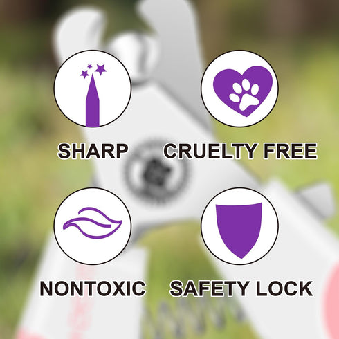 OneCut 4.7" Small Dog & Cat Nail Clipper, Stainless Steel Trimmers for Rabbits, Kittens, and Small Animals (Purple)