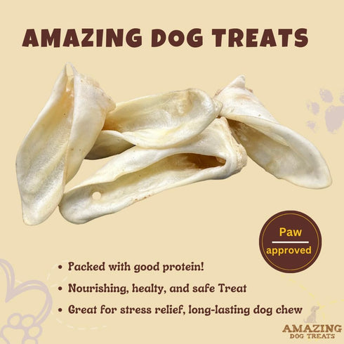 Amazing Dog Treats - Lamb Ears (10 Pcs/Pack) - Natural Chews, Rawhide Alternative, No Hide Dog Bones