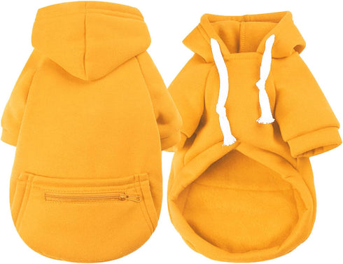 Yellow Dog Sweatshirt with Pocket - Warm Hoodie for Large Dogs and Cats, 2PCS Fall Pullover Apparel, 2XL