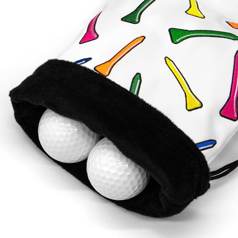 Montela Golf Valuables Pouch, Leather Golf Tee Bag with Drawstrings for Men Women