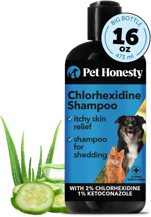 Pet Honesty Chlorhexidine Anti-itch Shampoo 16oz for Dogs and Cats, Helps Allergies, Itching, Shedding, Hot Spots