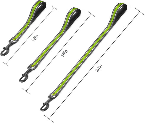 Short Dog Leash, Nylon Traffic Leash with Padded Handle, Reflective Threads for Small Medium Large Dogs
