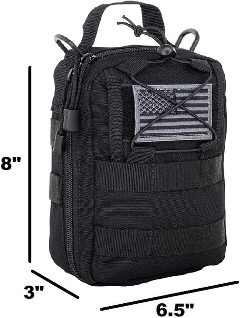 LINE2design First Aid (Ifak) Pouch EMS Bag - Tactical EDC Rescue Utility Gear IFAK Bags for Hiking, Includes USA Patch