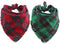 2 Pack Reversible Dog Bandana Christmas Plaid Triangle Bibs Scarf Accessories for Pets