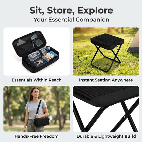 ZLverdeza Backpack 2-in-1 260LBS Foldable Stool, Portable Camping Stool with Sling Bag, Capacity Lightweight Aluminum