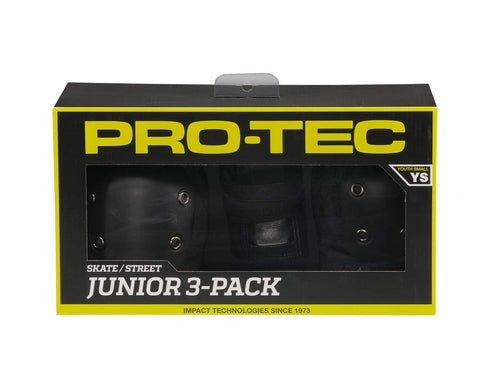 Pro-Tec Street Gear Jr 3 Pack, Black, Youth Medium