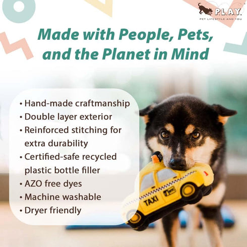 Commute, P.L.A.Y. Cute Plush Dog Toys - Canine Travel Themed Durable Squeaker Chew Toy, Great for Puppies & Small