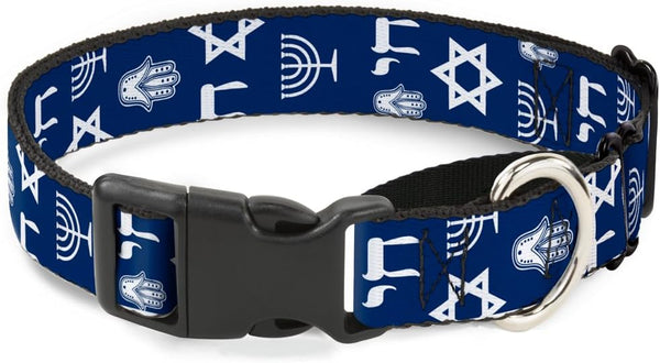Buckle-Down MGC-W31015-L Jewish Symbols-4 Martingale Dog Collar, Large, Blue/White