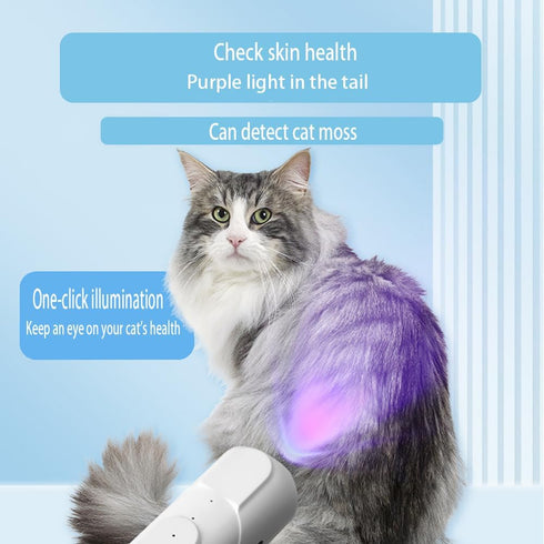 Cat Clippers for Matted Hair - 2 Speed Low Noise Hair Trimmer with White and Purple Lights for Pets (White)