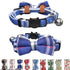 THAIN Cat Collar with Breakaway Safety Buckle, Bell and Bow Tie, Adjustable 7-11 inches, Blue Plaid Pattern for Kittens