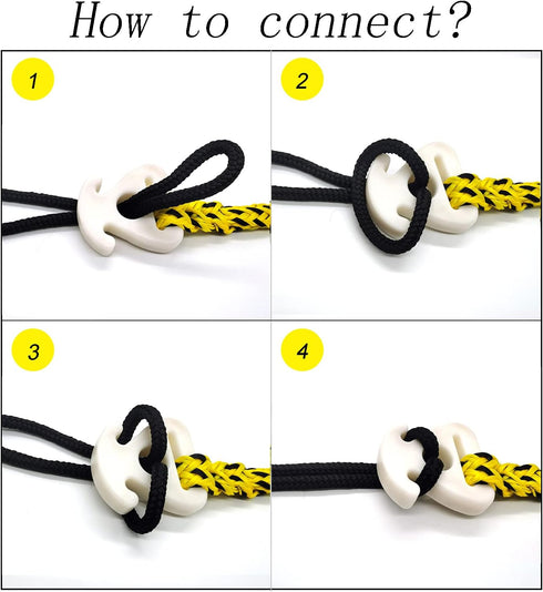 Towable Rope Connector for Tubing; Quick Connect Rope for Boat Tubes; Wake Boarding, Ski, Waverunner