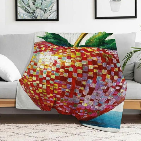 PALNKART Apple Pointillism Durable Soft and Warm Flannel Blanket for Sofa Bed Travel
