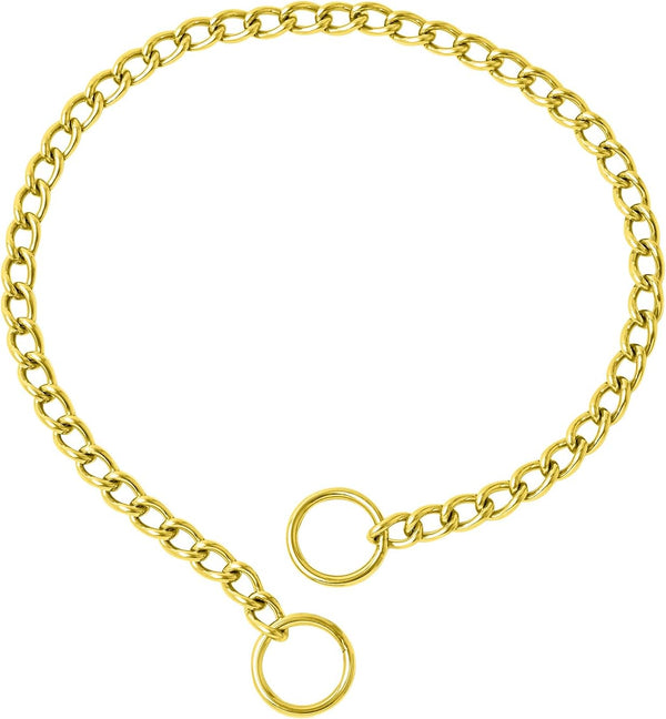WePet Heavy Duty Metal Slip Dog Chain Collar, Durable Steel Cuban Links, Gold, XL, for Training and Control