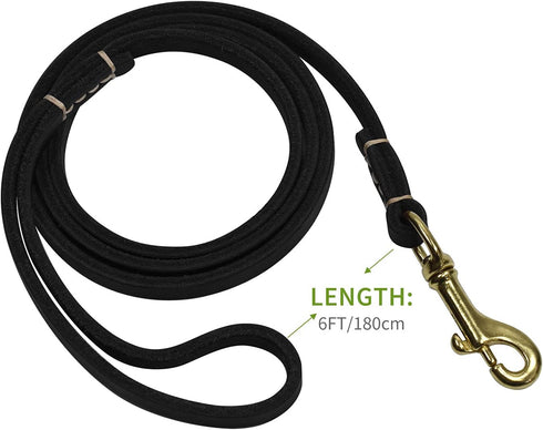 Reopet Genuine Leather Dog Leash for Small & Medium Dogs, 4/5/6 Feet, 3/8" x 6', Black