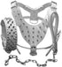 Leather Spiked Studded Dog Collars, Harnesses & Chain Leashes - 3Pcs Matching Set for Pit Bull, Mastiff, Boxer