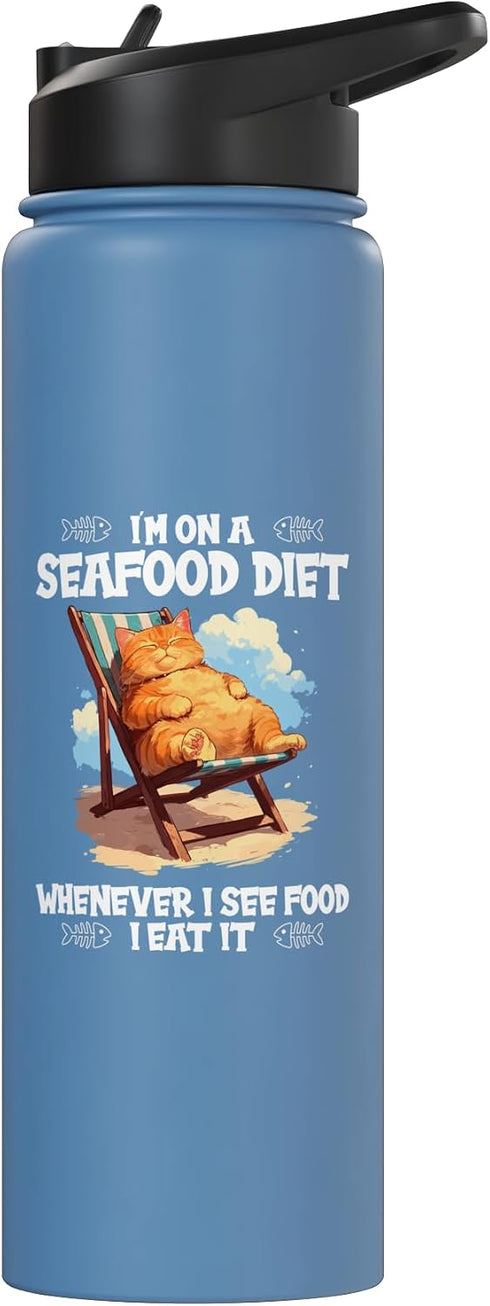 i am on a Seafood Diet funny Diet Jokes Shop i am on a Seafood Diet funny Diet Stainless Steel Insulated Water Bottle