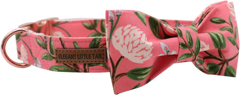 Elegant Dog Collar with Bow, Cotton & Webbing, Adjustable Bowtie Collar for Small Medium Large Dogs