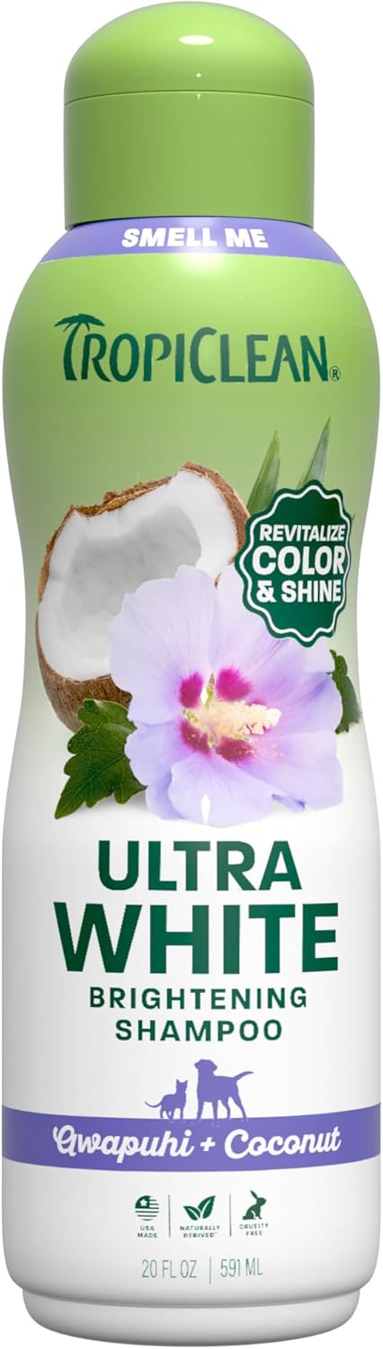 TropiClean Whitening Dog Shampoo, Whitening & Brightening, For All Coat & Color