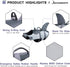 Queenmore Dog Life Jacket, Adjustable Ripstop Shark Safety Vest, High Buoyancy, Durable Rescue Handle, Grey Shark Small