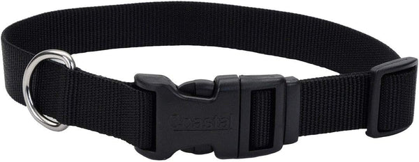 Coastal Pet - Adjustable Dog Collar with Plastic Buckle, Black, 5/8" x 10"-14"