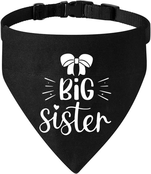 Big Sister Dog Bandana Collar, Pregnancy Announcement Bandana, Adjustable Dog Collar with Quick Release Buckle