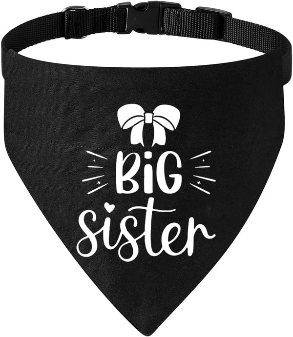 Big Sister Dog Bandana Collar, Pregnancy Announcement Bandana, Adjustable Dog Collar with Quick Release Buckle
