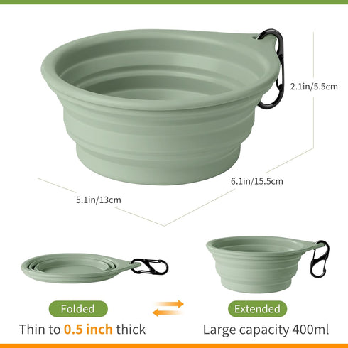 Portable Collapsible Dog Bowls 2pcs for Small to Medium Dogs and Cats, BPA Free Travel Bowl for Hiking