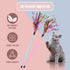 Cat Toy Wand 2PCS Interactive Feather Toy with Sound Paper Tassels, Pink+Blue