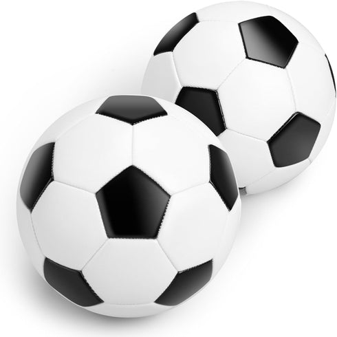 Size 5 Soccer Balls with Pump, Indoor Outdoor Sports Play Balls for Kids Teens Youths Adults (White and Black 2 Pcs)