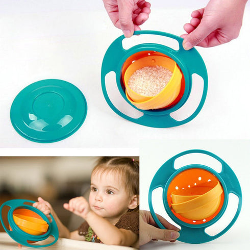 ZTL Gyro Bowl, 360 Degree Rotation Spill Resistant Gyroscopic Bowl with Lid for Kids
