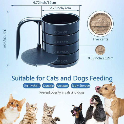 Dog Food Scoop, 4 Cup Measuring Scoop for Pets, Includes 1/4 C, 1/2 C, 3/4 C, 1 CUP for Dogs, Cats, and Birds