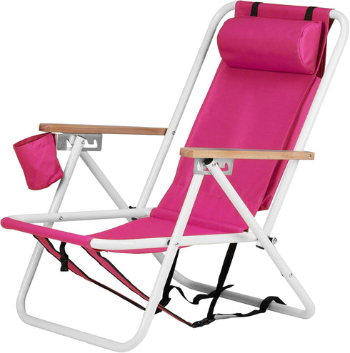 MUCDBPS Folding Beach Chair,4 Position Portable Backpack Foldable Camping Chair with Headrest,Compact Chair