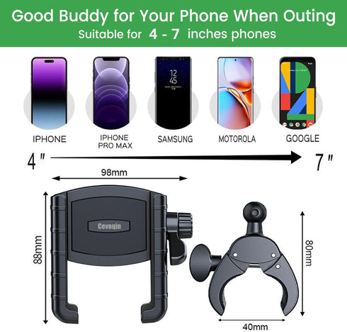 Universal Golf Cart Phone Mount Holder for Big Phones & Thick Cases, Compatible with iPhone/Galaxy/Google Pixel