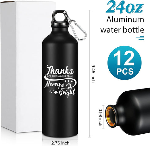 Gejoy 12 Pcs Lightweight Aluminum Water Bottle 24 oz - Thank You Appreciation Gifts for Employee Coworker Team