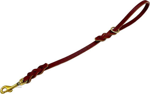 Ravenox Leather Traffic Handle Dog Leash, Burgundy, 5/8-inch x 18-inches, USA Amish Made Latigo Leather Short Lead for