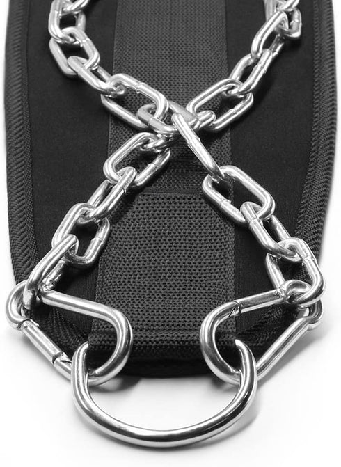 HemeraPhit Pull-up Belt - Weighted Dip Belt with Chain, Double D-ring Weightlifting Back Support Strap