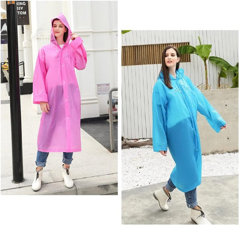Rain Ponchos for Adults, Reusable EVA Raincoats with Hood, Portable Waterproof Jackets (2-5 Pack)