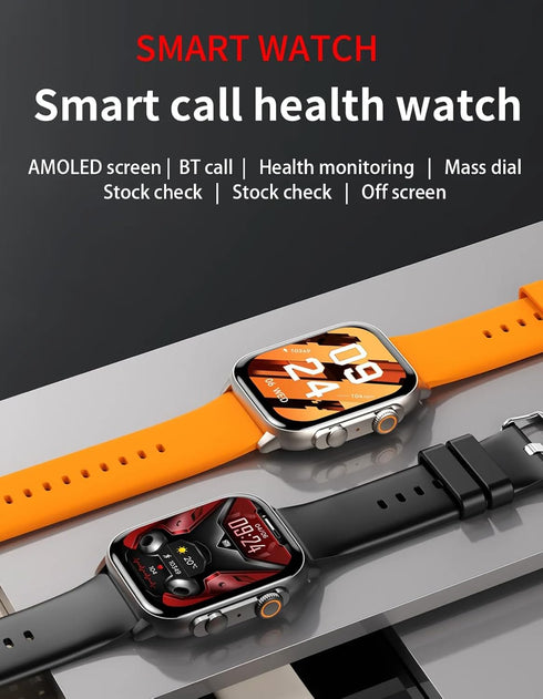 Smart Watch with 1.96" AMOLED HD Screen, Full Health Monitor, Low Power Consumption for Women & Men, Orange