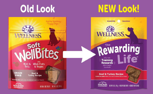 Wellness-Wellbites Natural Grain Free Soft Dog Treats, 4 Flavor (Beef & Turkey, Chicken & Venison, Chicken & Lamb,