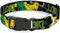 Dog Collar Plastic Clip Loki In Action, Black Gray Yellow Green, 11 to 17 Inches, 1.0 Inch Wide
