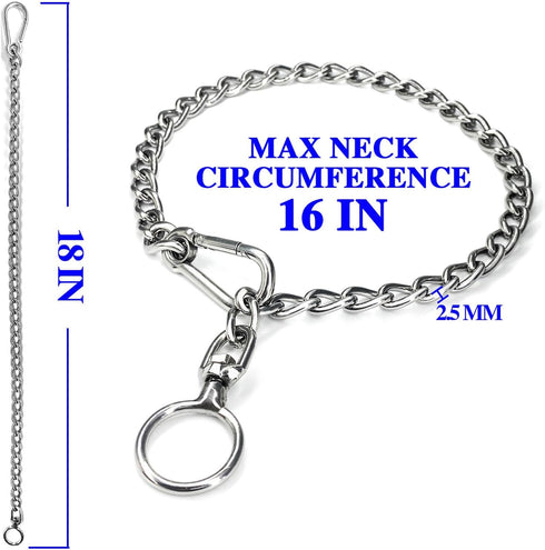 Dog Chain Collars - 304 Stainless Steel Chew Proof Necklace for Small, Medium & Large Dogs Training and Walking