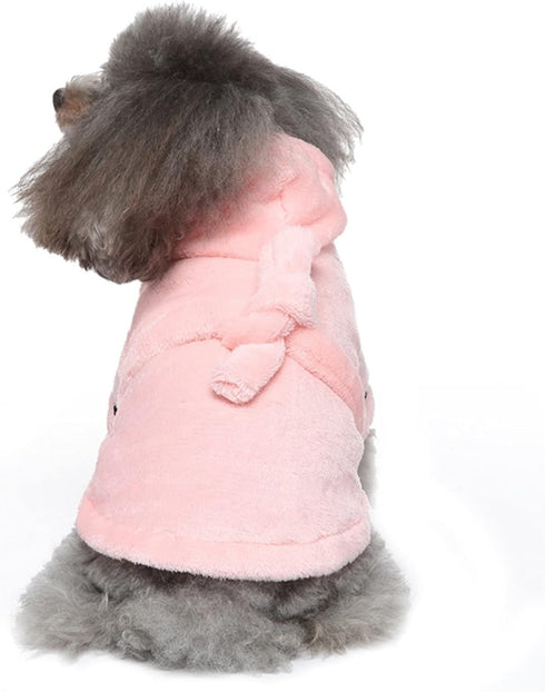 CheeseandU Dog Bathrobe for Small Dogs Winter Luxury Soft Flannel Thickened Hooded Pajamas Quick Drying and Super