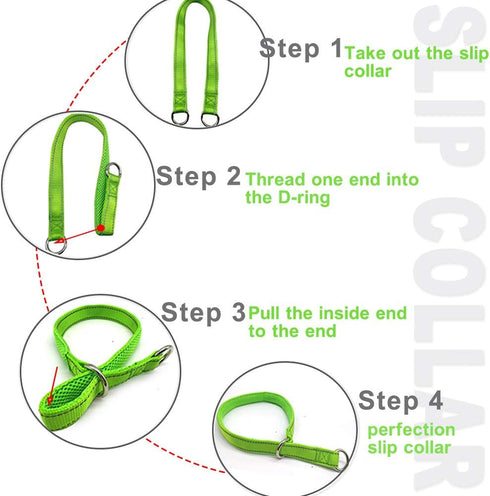 Reflective Slip Collar: Soft Nylon Training Choke Collar for Dogs, 22", Wide 1" (For Dogs 39-60 lbs)