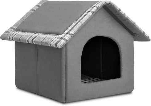 Hollypet Cozy Pet Bed House, Warm Cave Sleeping Bed for Puppy Nest, Cats and Small Dogs, Gray
