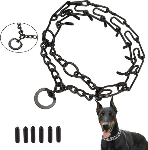 Dog Prong Collar Training Choke Chain, Adjustable Pinch Collar with Comfort Rubber Tips for Small Medium Large Dogs