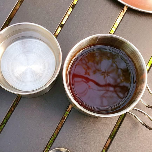 Folding Stainless Steel Camping Coffee Mug, 4 Piece Set for Survival Gear