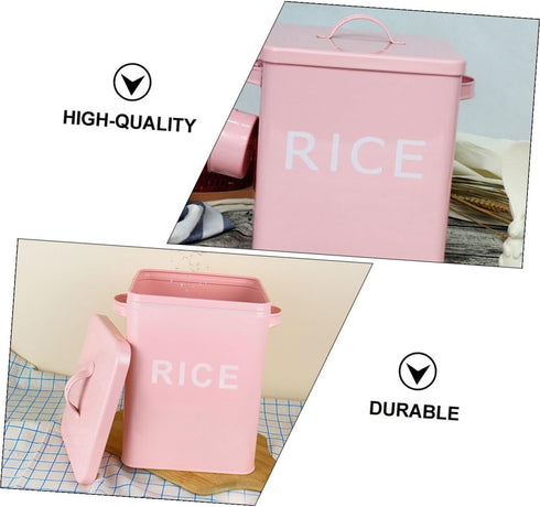 Toddmomy Iron Pet Food Storage Barrel with Measuring Cup, Large Capacity Sealed Bucket for Dog and Cat Food, Pink